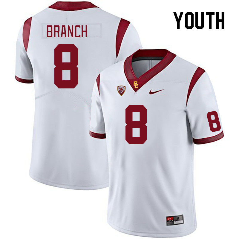 Youth #8 Zion Branch USC Trojans College Football Jerseys Stitched Sale-White